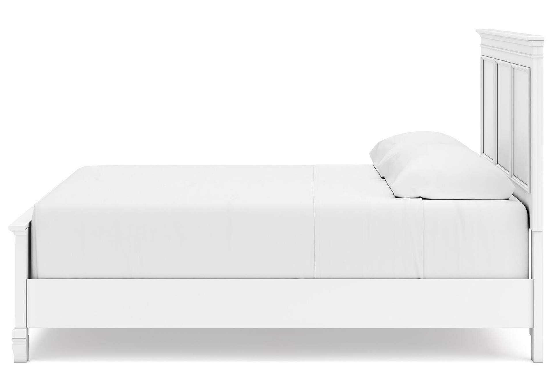 Fortman King Panel Bed with Mirrored Dresser and Nightstand side view