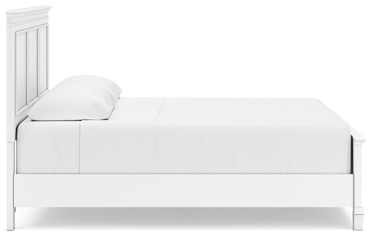 Fortman King Panel Bed in White, side view