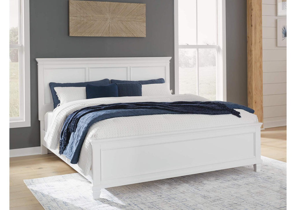 Fortman California King Panel Bed with Mirrored Dresser, Chest and 2 Nightstands