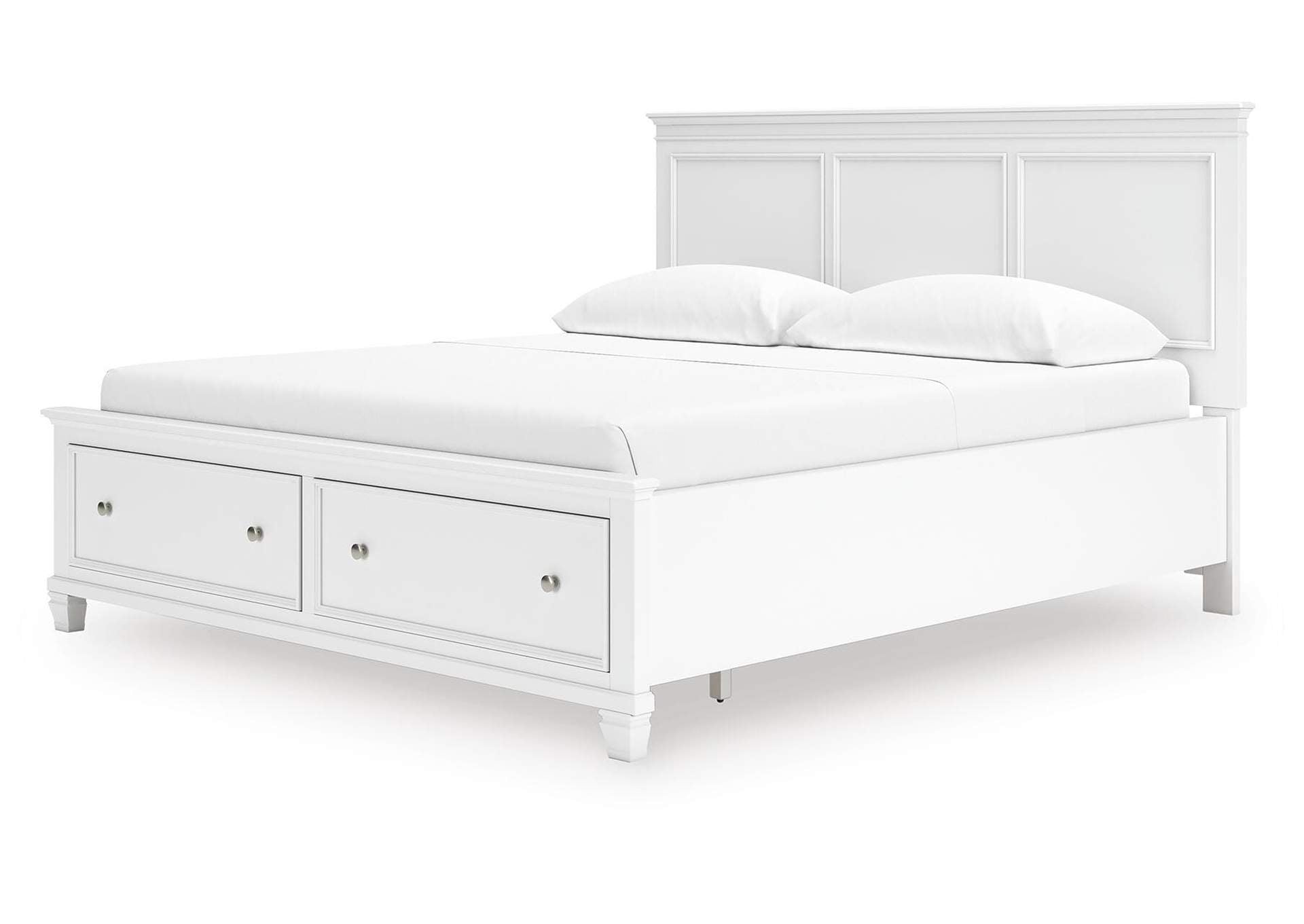 Fortman California King Panel Storage Bed, Dresser and Nightstand angled view