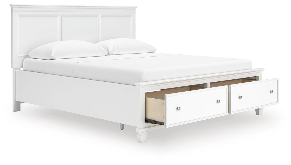 Fortman California King Panel Storage Bed in White, open view