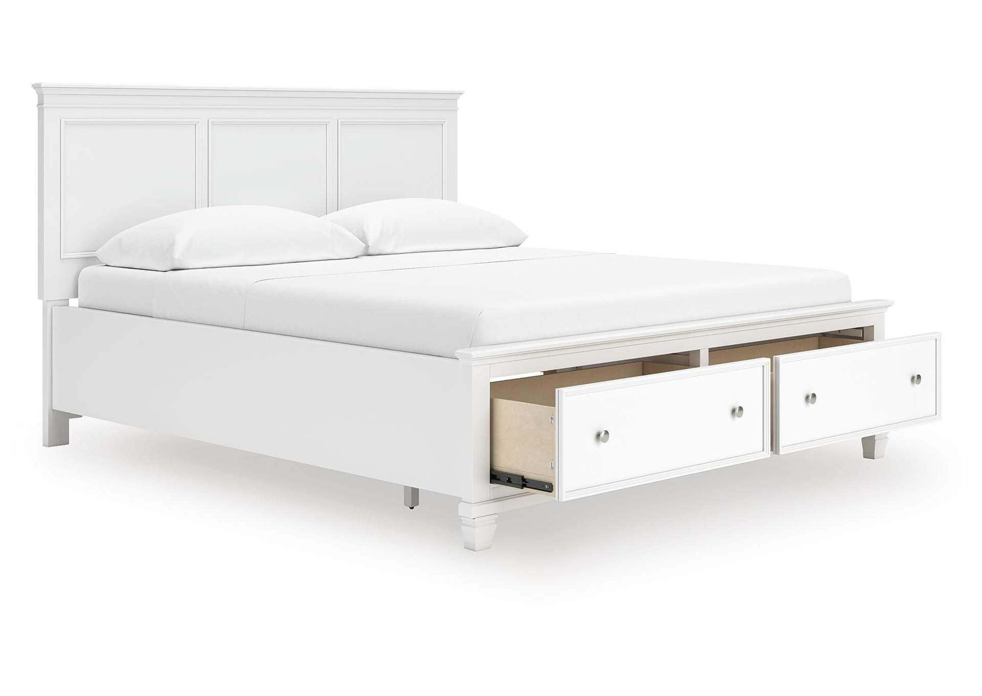 Fortman California King Panel Storage Bed, Dresser and Mirror angled view
