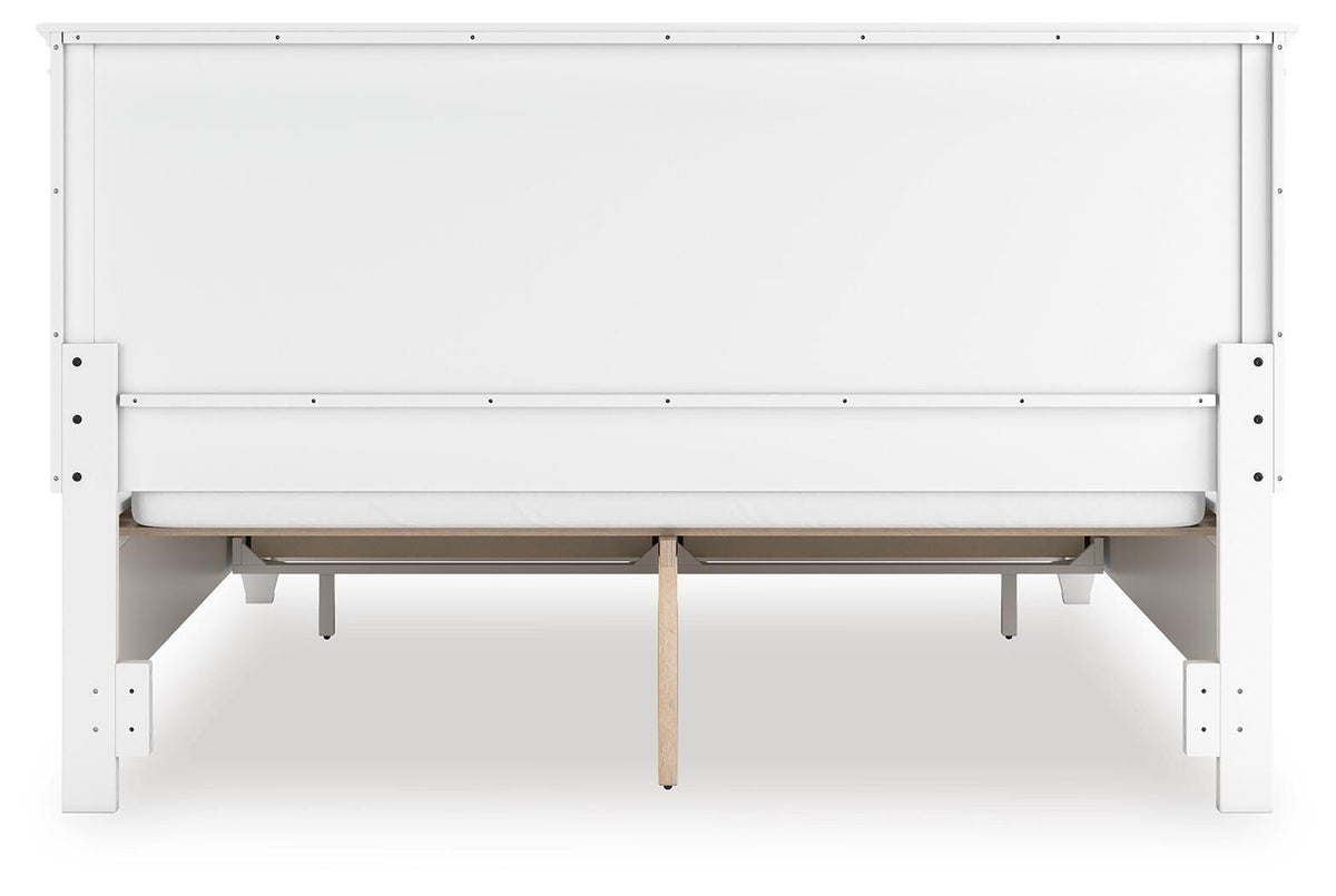Fortman California King Panel Storage Bed in White, back view