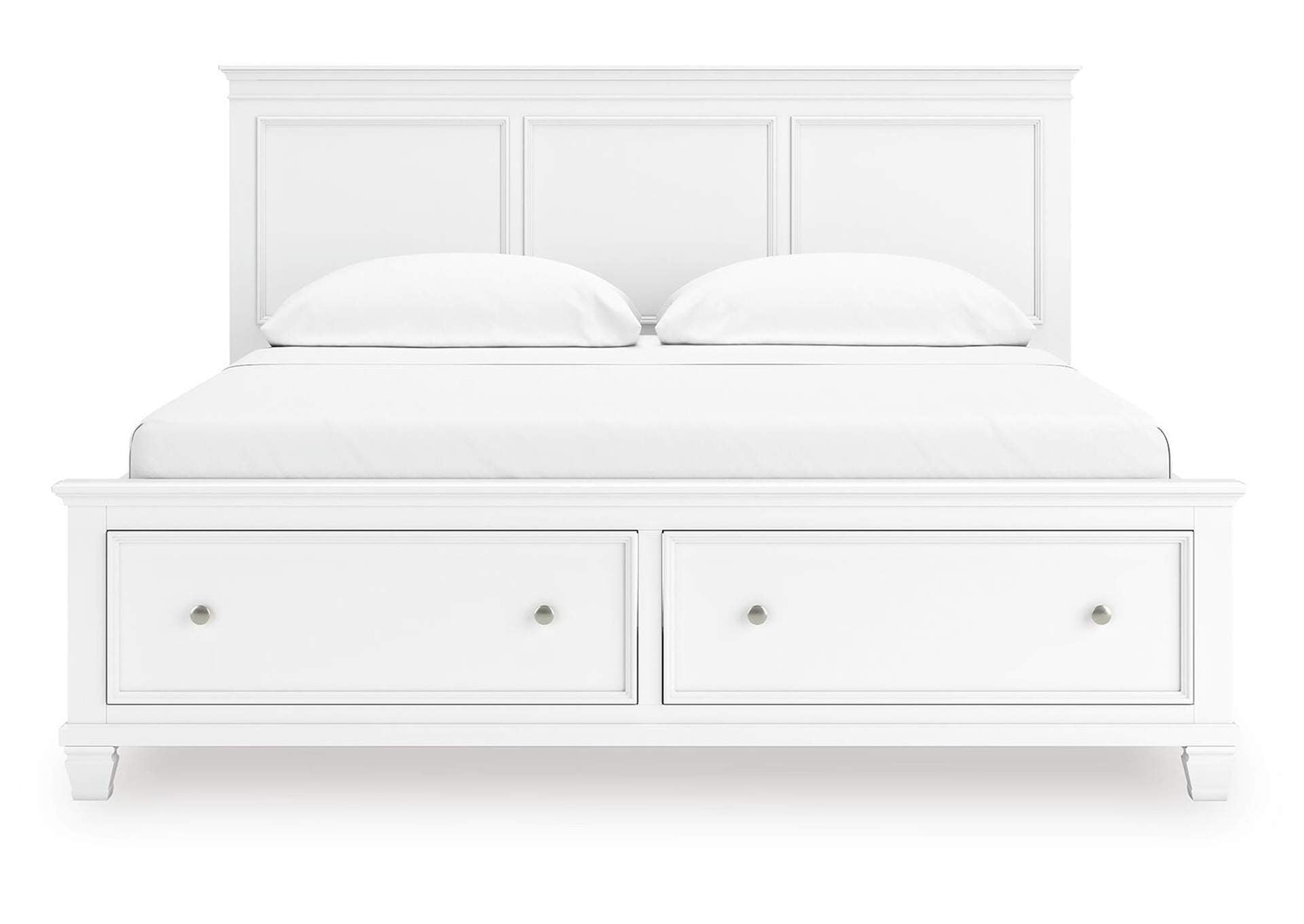 Fortman California King Panel Storage Bed, Dresser and Nightstand front view