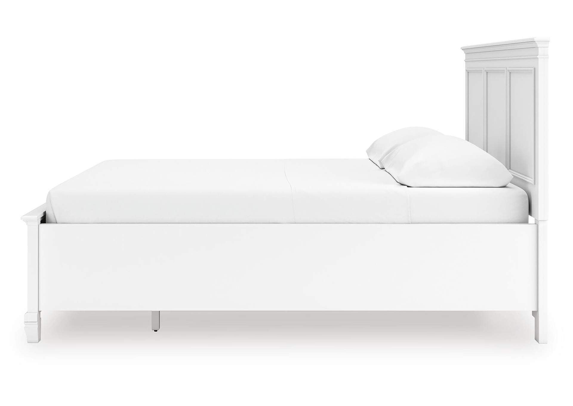 Fortman California King Panel Storage Bed, Dresser and Nightstand side view