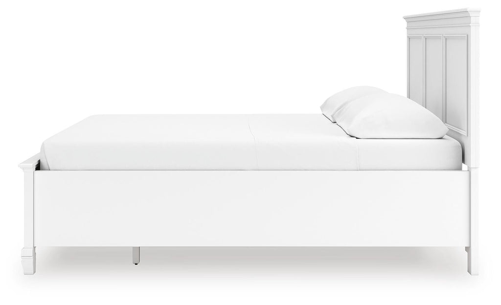 Fortman California King Panel Storage Bed in White, alternate side view