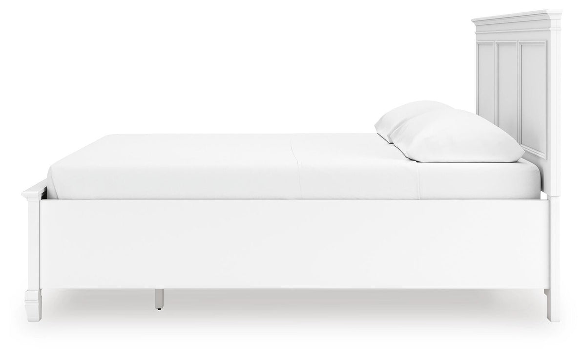 Fortman California King Panel Storage Bed in White, alternate side view