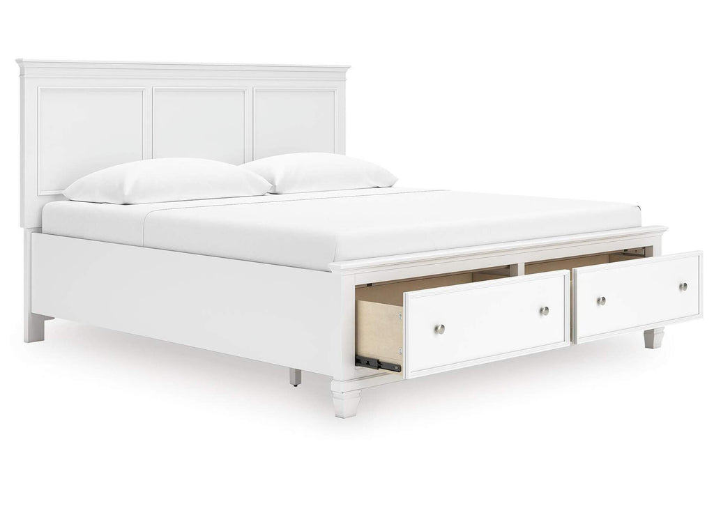 Fortman King Panel Storage Bed, Dresser and Chest angled view