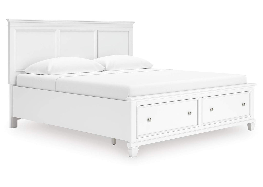 Fortman King Panel Storage Bed, Dresser and Nightstand angled view