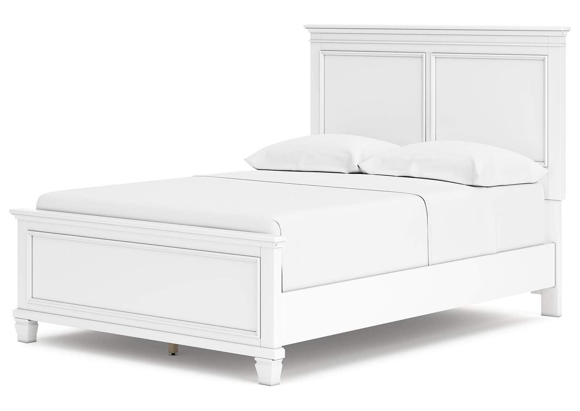 Fortman Full Panel Bed with Mirrored Dresser, Chest and 2 Nightstands angled view