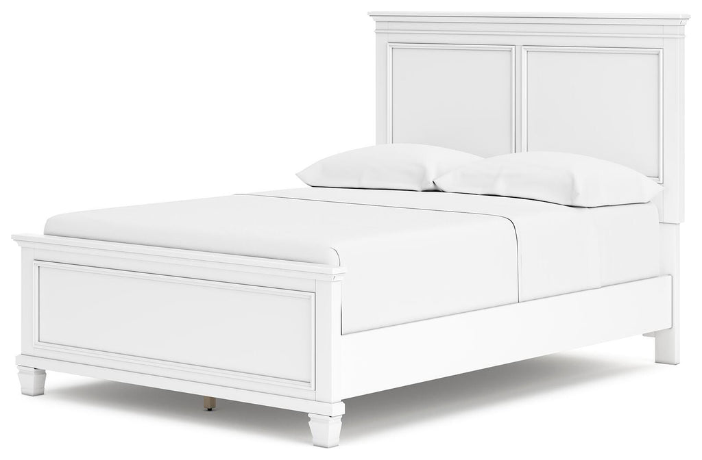 Fortman Full Panel Bed in White, angle view