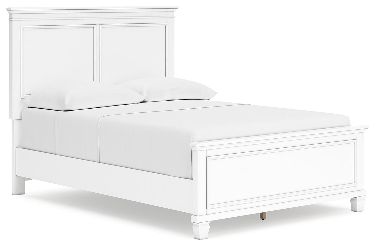 Fortman Full Panel Bed in White, angle view