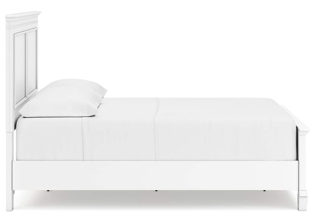 Fortman Full Panel Bed with Mirrored Dresser and Chest side view