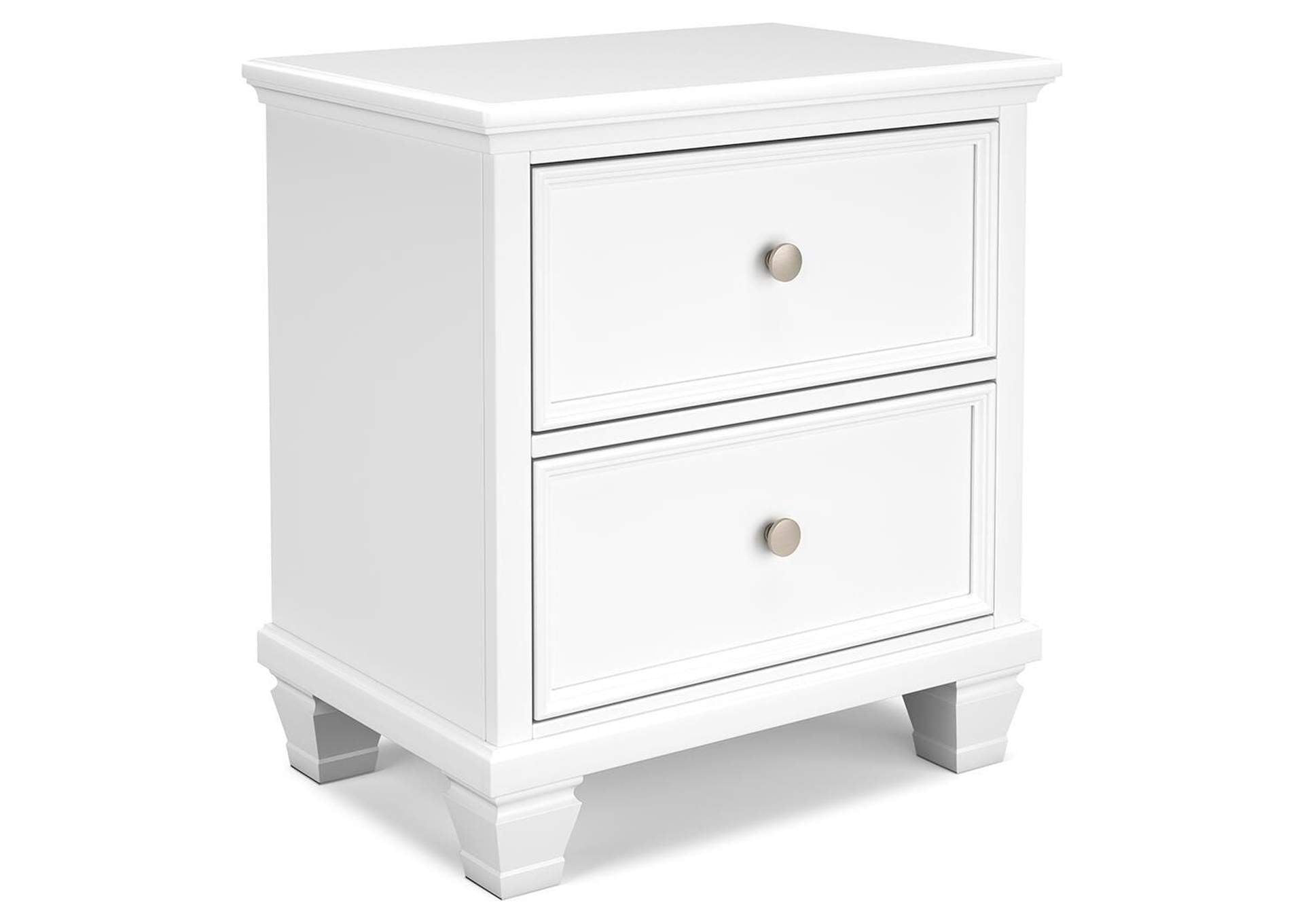Fortman Full Panel Bed with Mirrored Dresser and 2 Nightstands angled view
