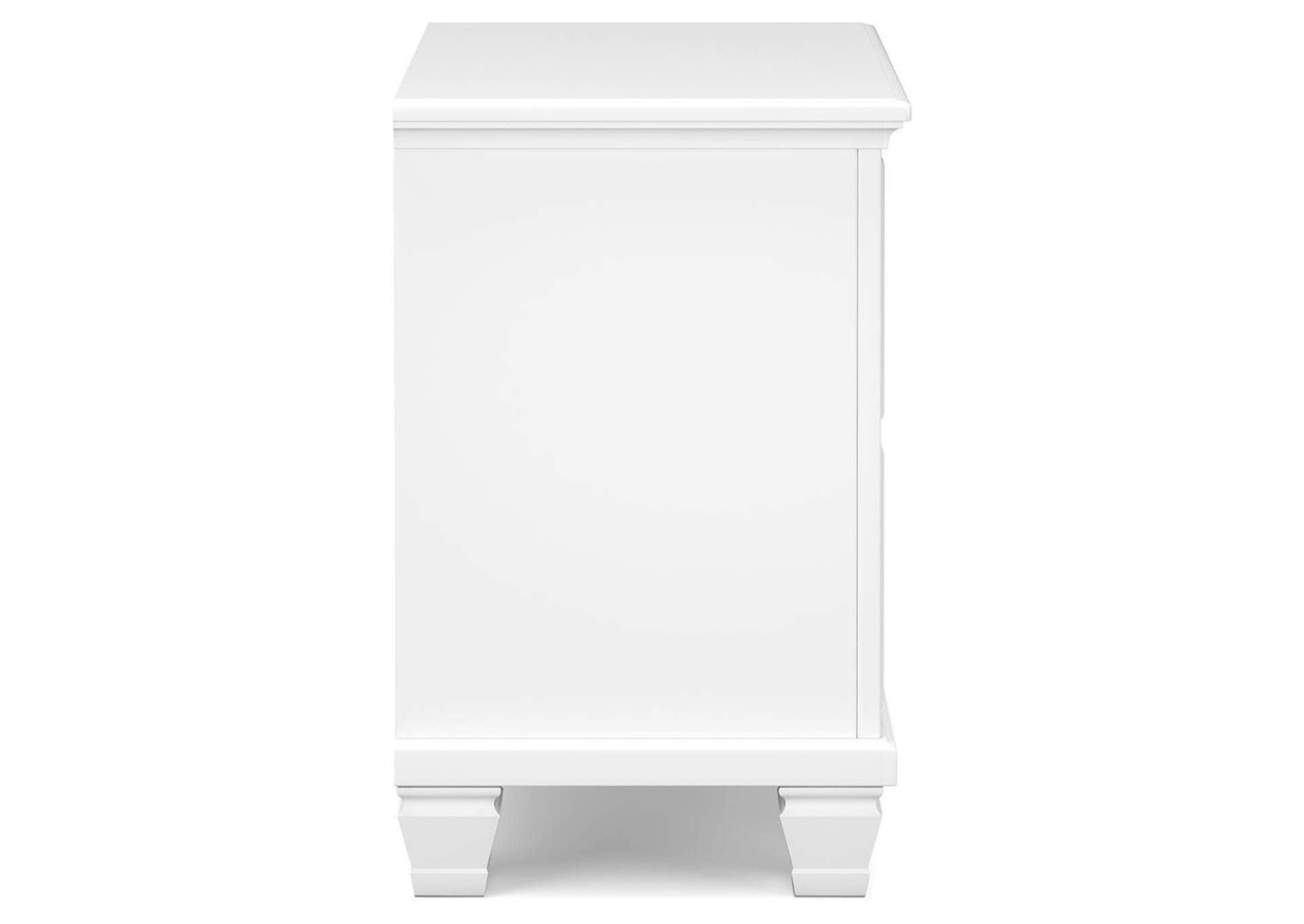 Fortman Full Panel Bed with Mirrored Dresser and 2 Nightstands side view