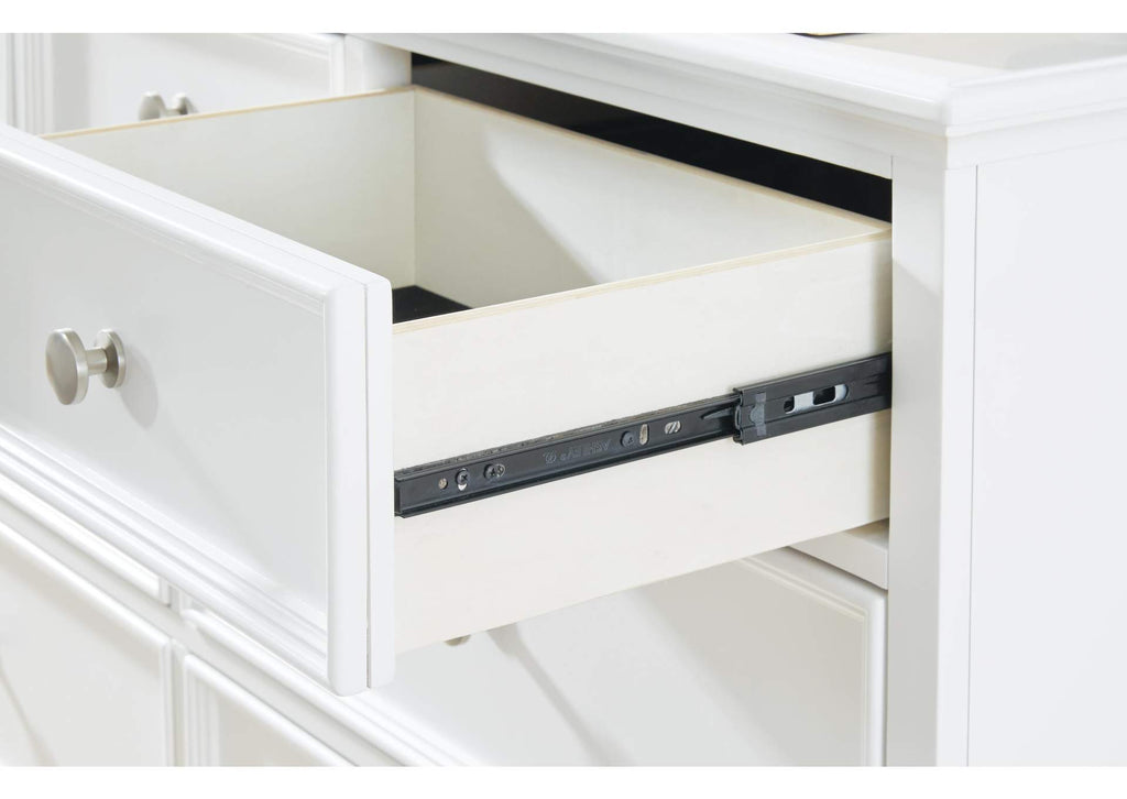 Fortman King Panel Bed with Mirrored Dresser, Chest and Nightstand detail