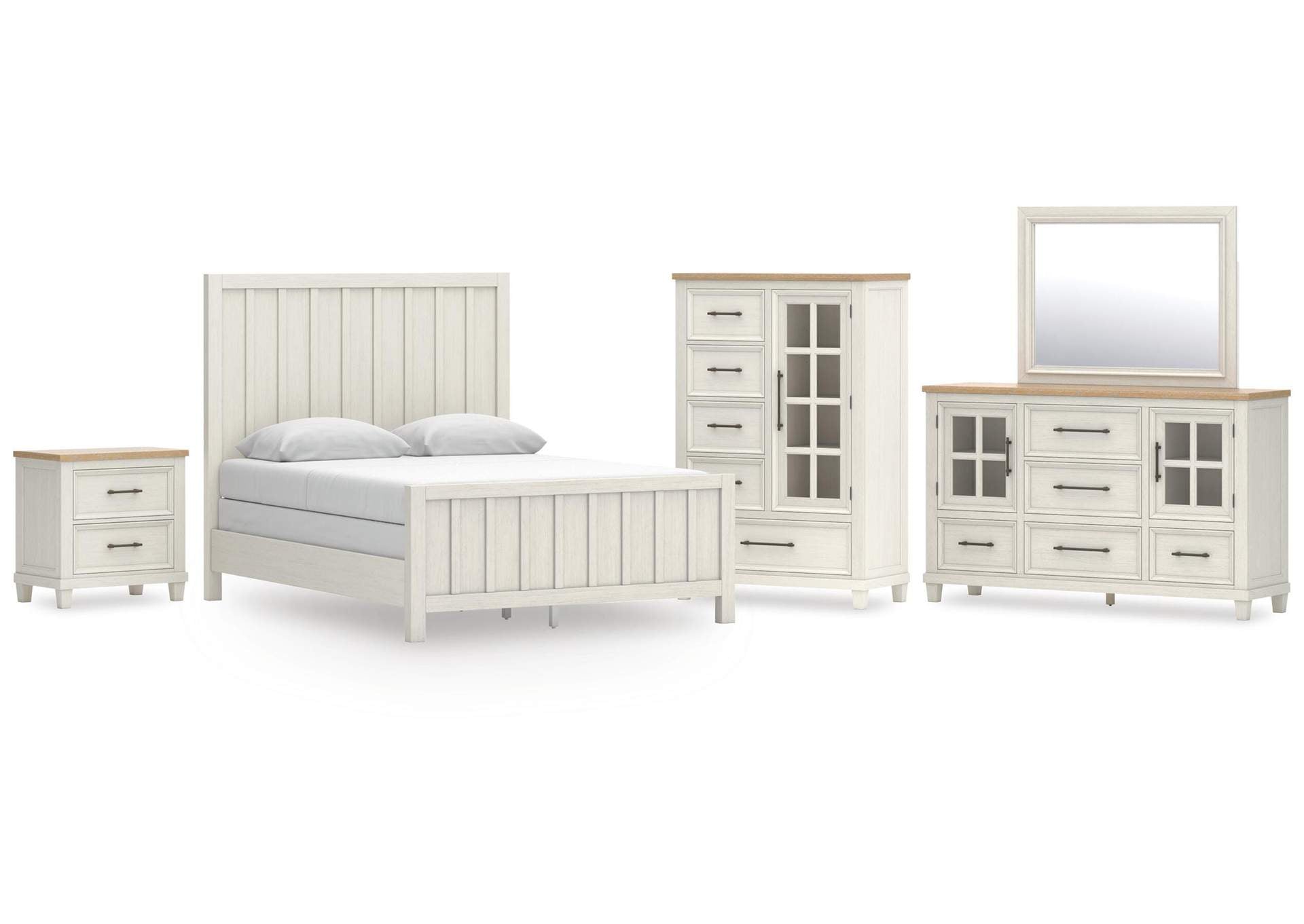 Shaybrock Queen Panel Bed, Dresser, Mirror, Chest and Nightstand