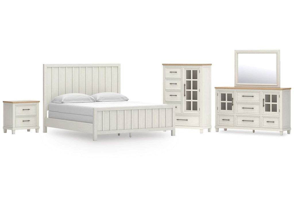 Shaybrock California King Panel Bed, Dresser, Mirror, Chest and Nightstand