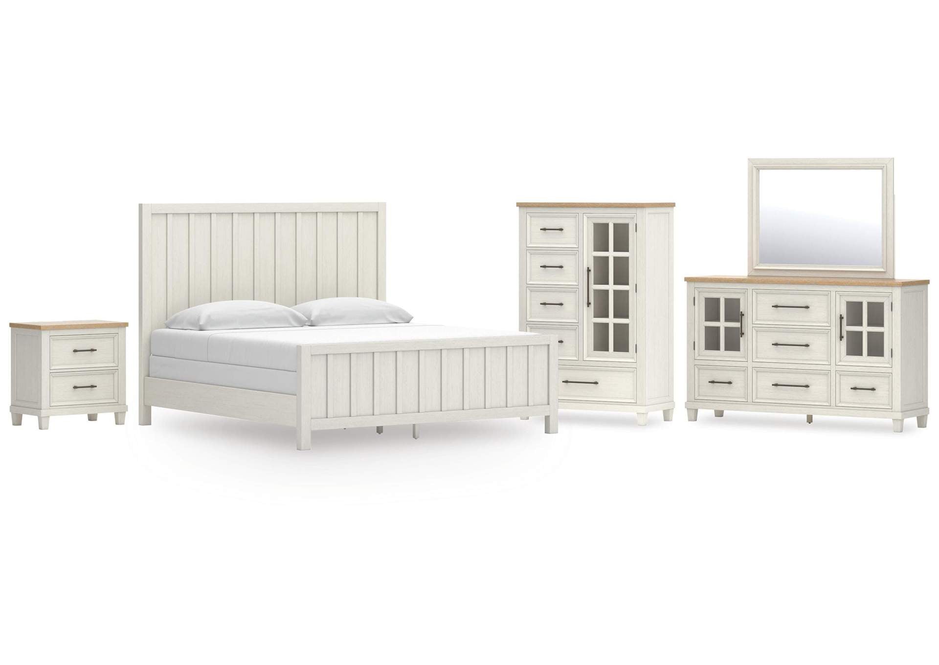 Shaybrock King Panel Bed, Dresser, Mirror, Chest and Nightstand