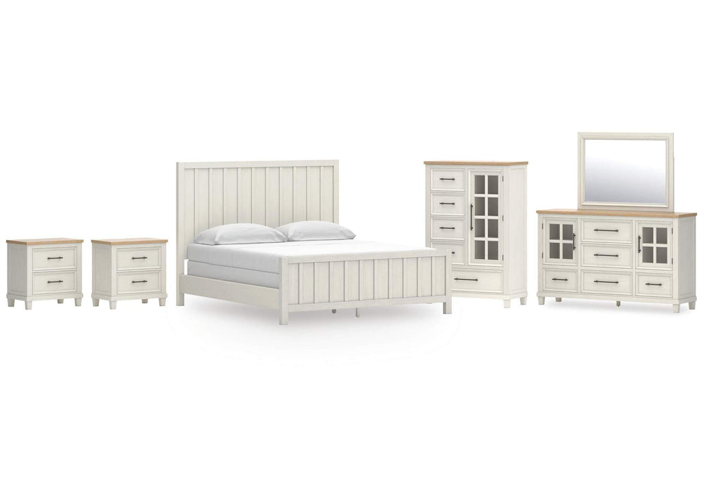 Shaybrock California King Panel Bed, Dresser, Mirror, Chest and 2 Nightstands