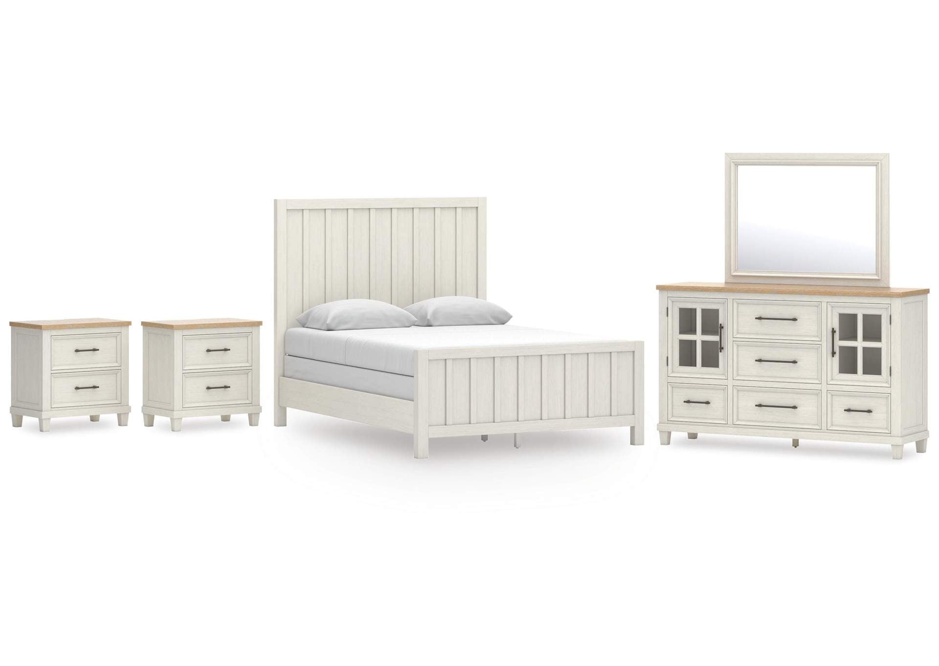 Shaybrock Queen Panel Bed, Dresser, Mirror and 2 Nightstands