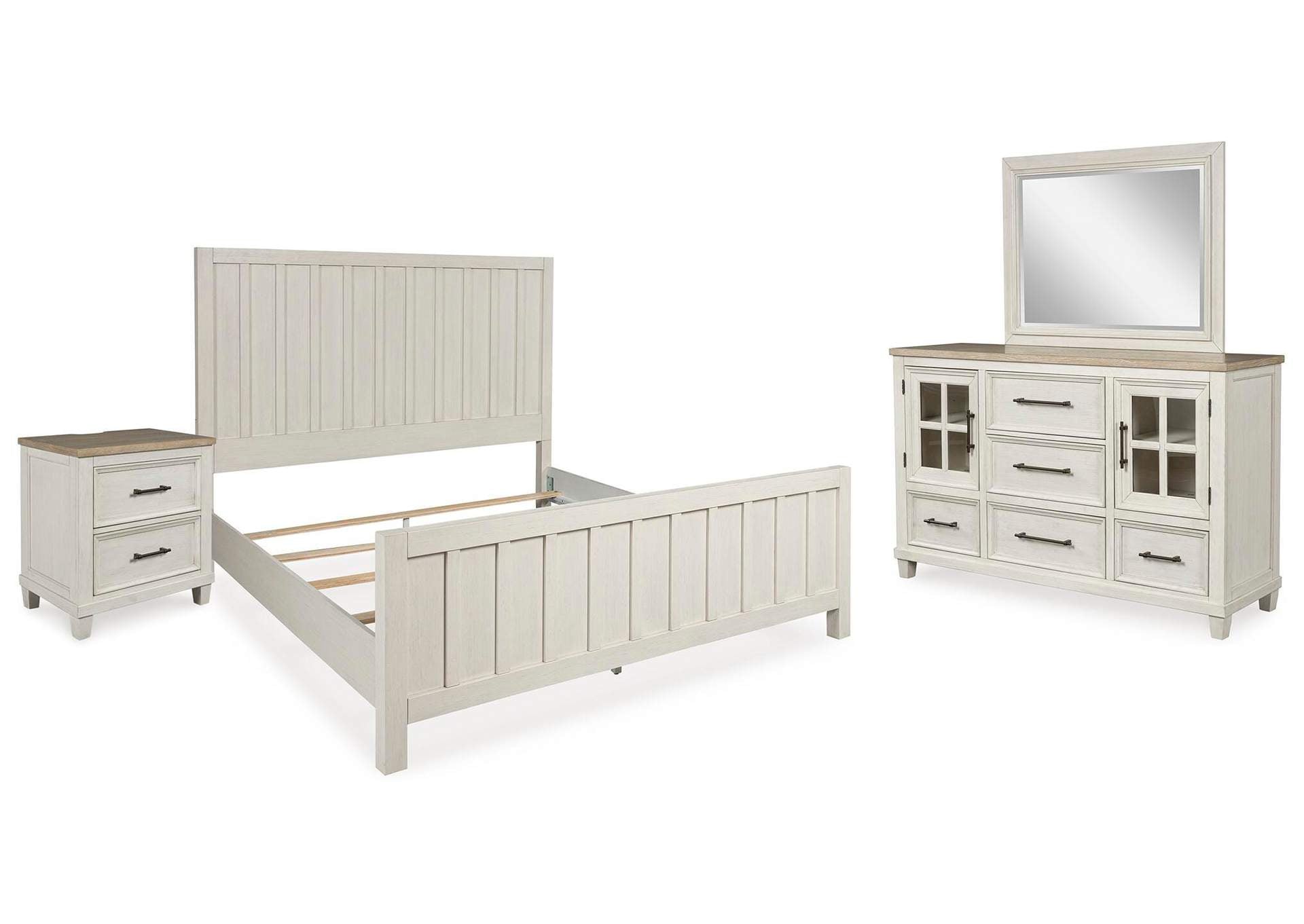 Shaybrock California King Panel Bed, Dresser, Mirror and Nightstand