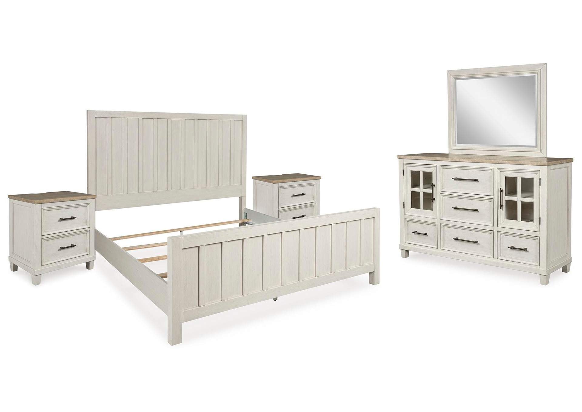 Shaybrock King Panel Bed, Dresser, Mirror and 2 Nightstands