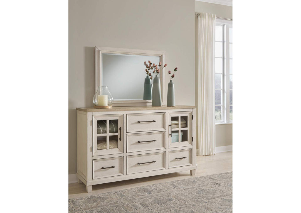 Shaybrock California King Panel Bed, Dresser, Mirror and Nightstand