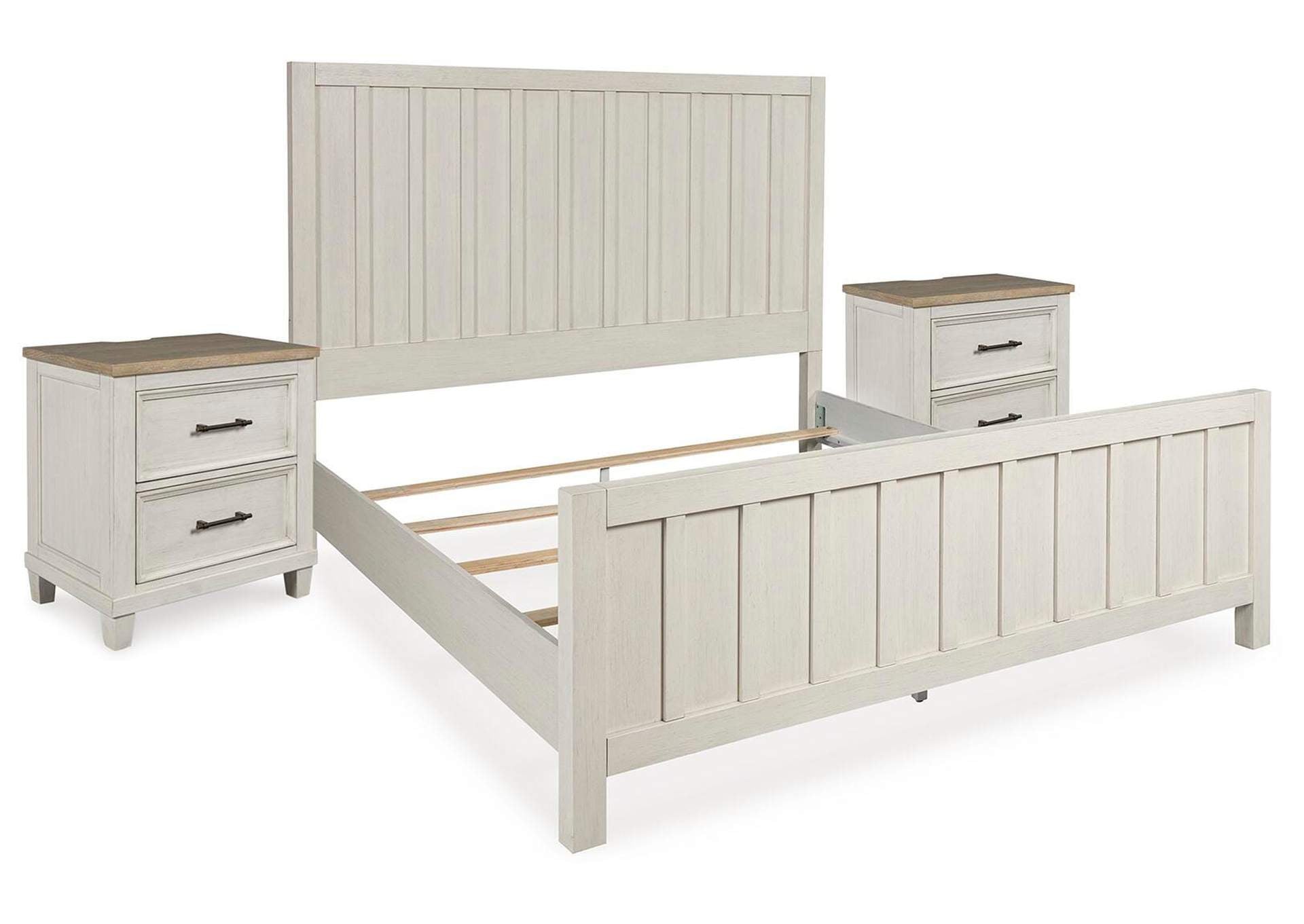 Shaybrock California King Panel Bed and 2 Nightstands