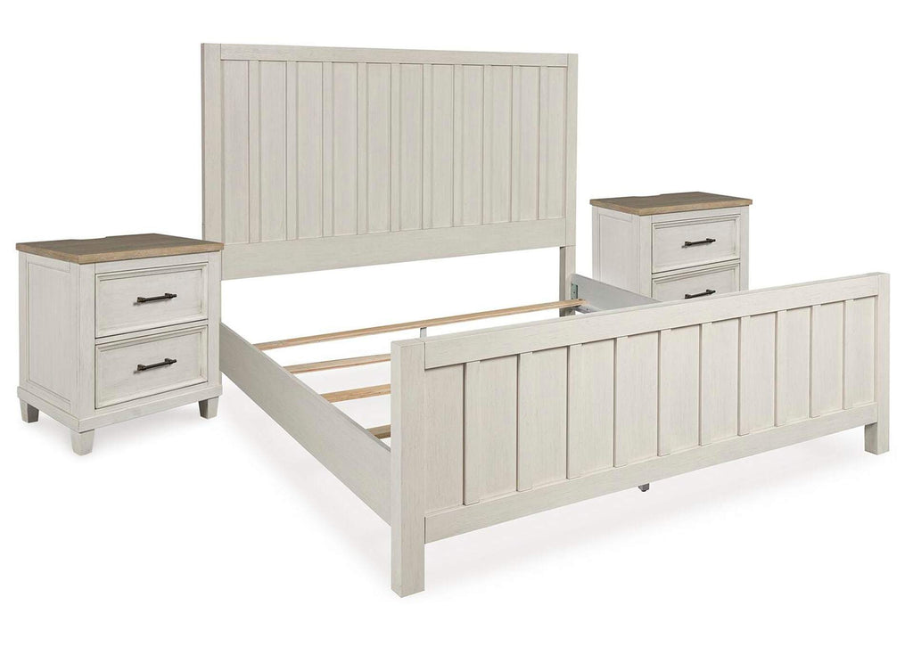 Shaybrock King Panel Bed and 2 Nightstands