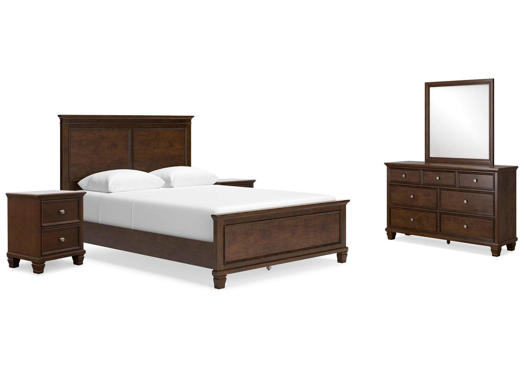 Danabrin Queen Panel Bed with Mirrored Dresser and 2 Nightstands