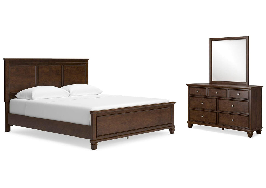 Danabrin California King Panel Bed with Mirrored Dresser