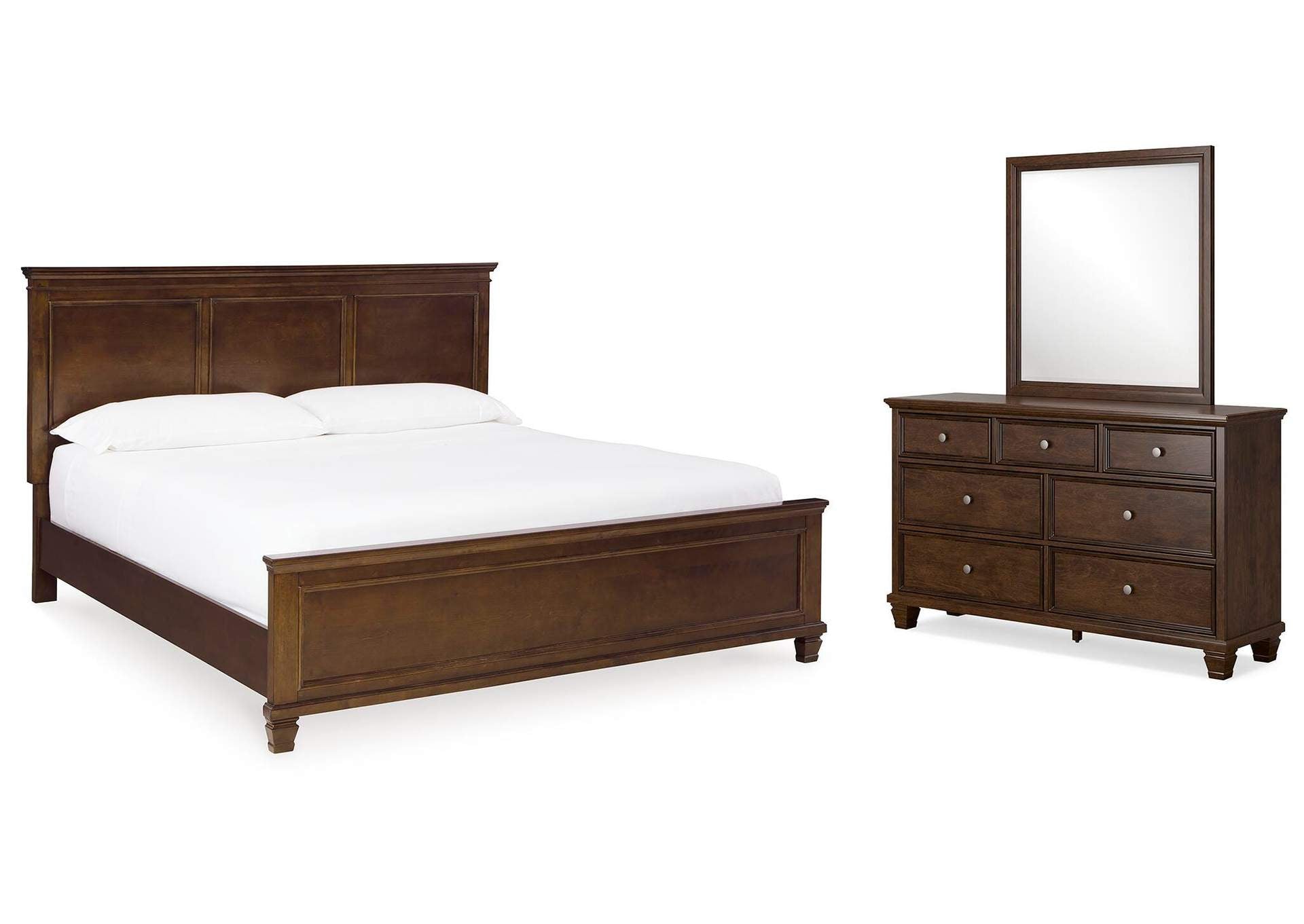 Danabrin King Panel Bed with Mirrored Dresser