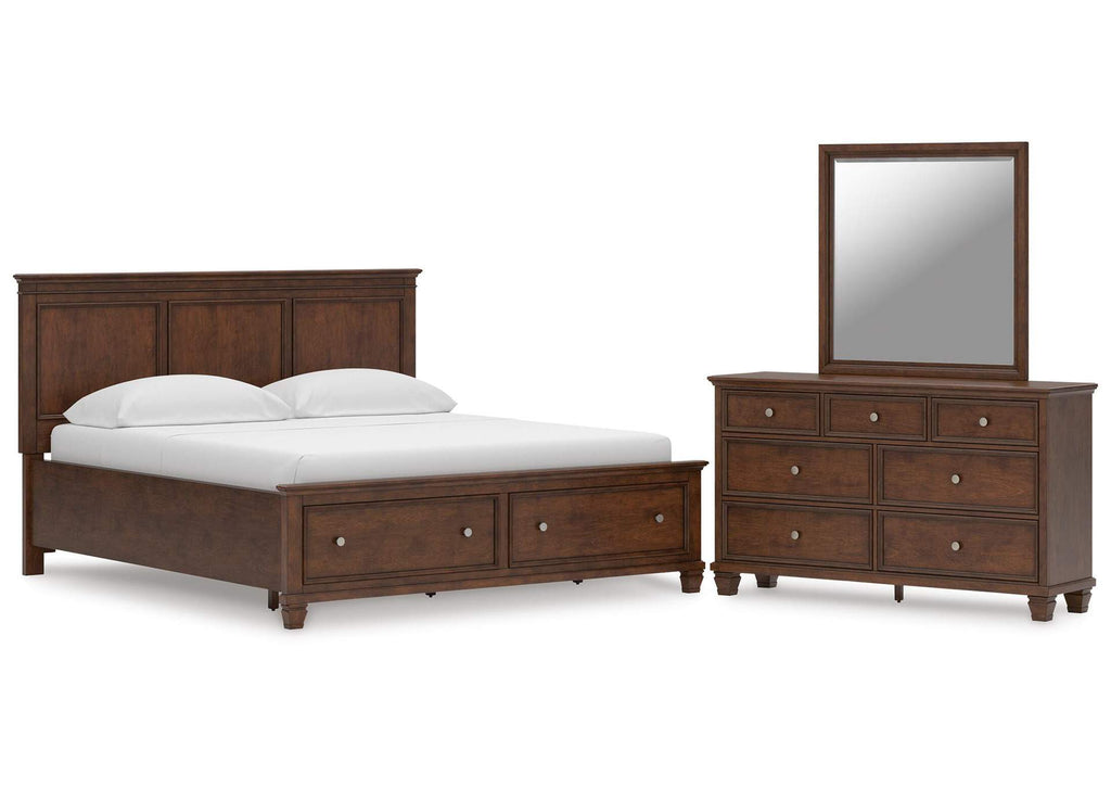 Danabrin California King Panel Storage Bed, Dresser and Mirror