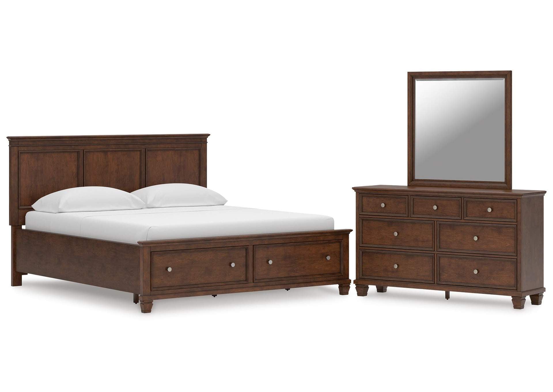 Danabrin California King Panel Storage Bed, Dresser and Mirror