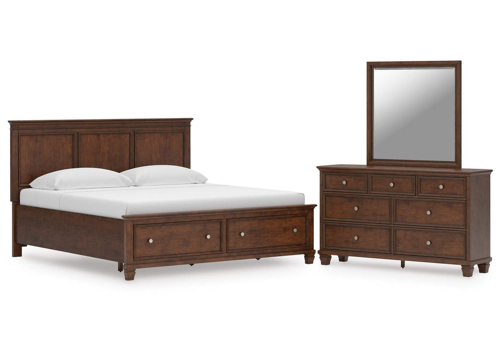 Danabrin King Panel Storage Bed, Dresser and Mirror