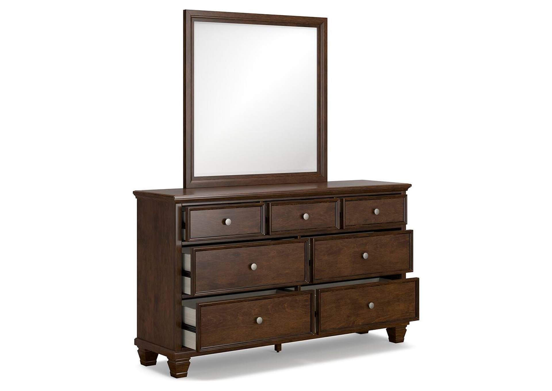 Danabrin Full Panel Bed with Mirrored Dresser and Nightstand angled view