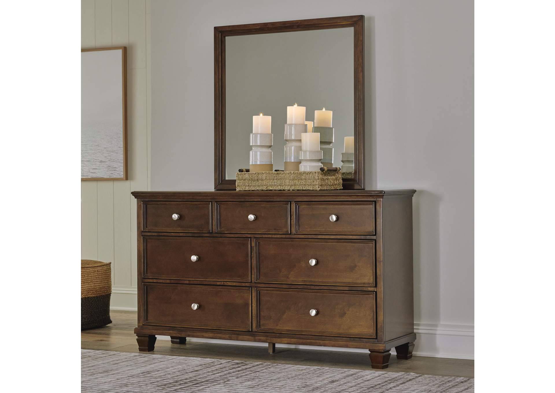 Danabrin Twin Panel Bed with Mirrored Dresser, Chest and Nightstand