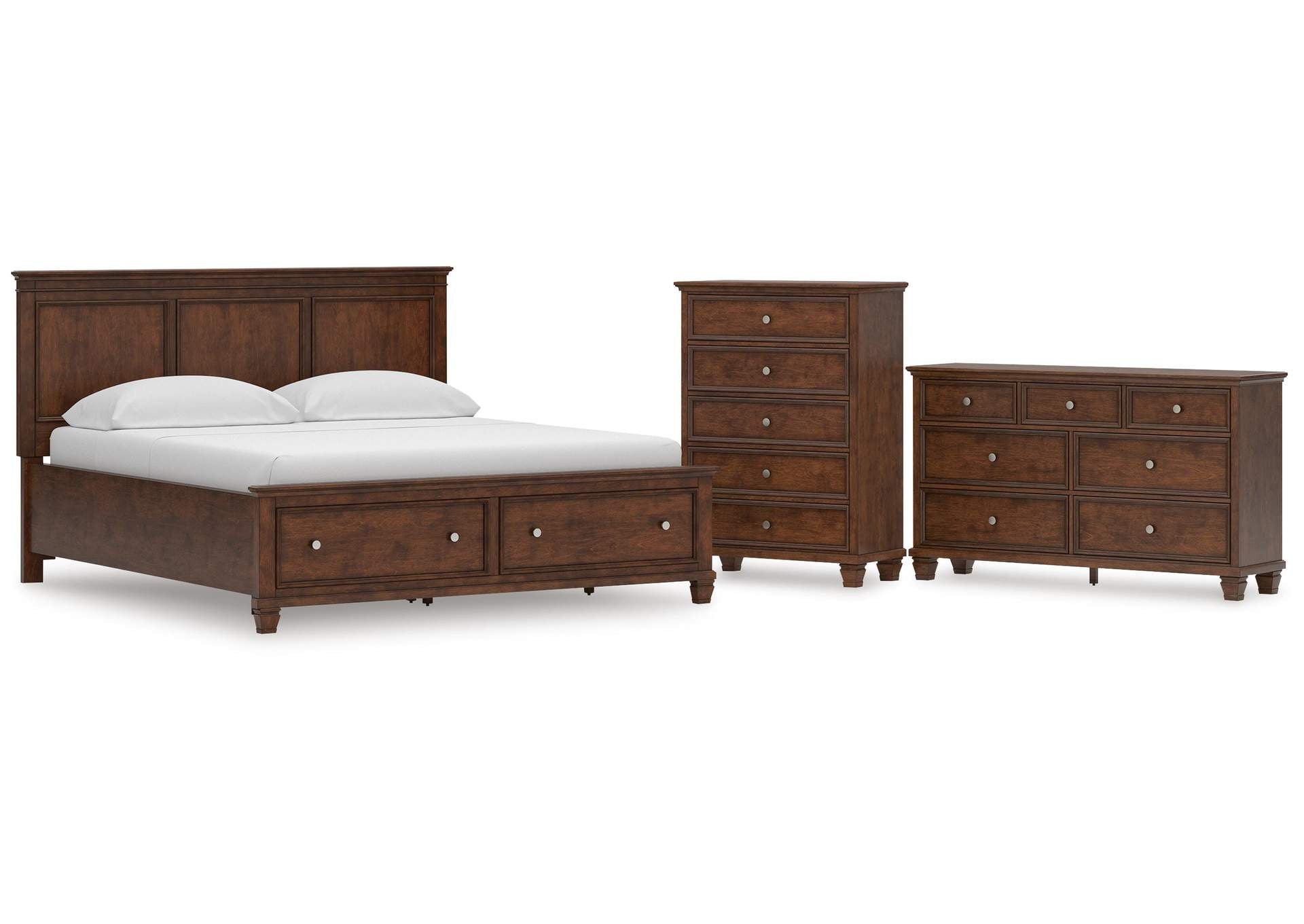 Danabrin California King Panel Storage Bed, Dresser and Chest