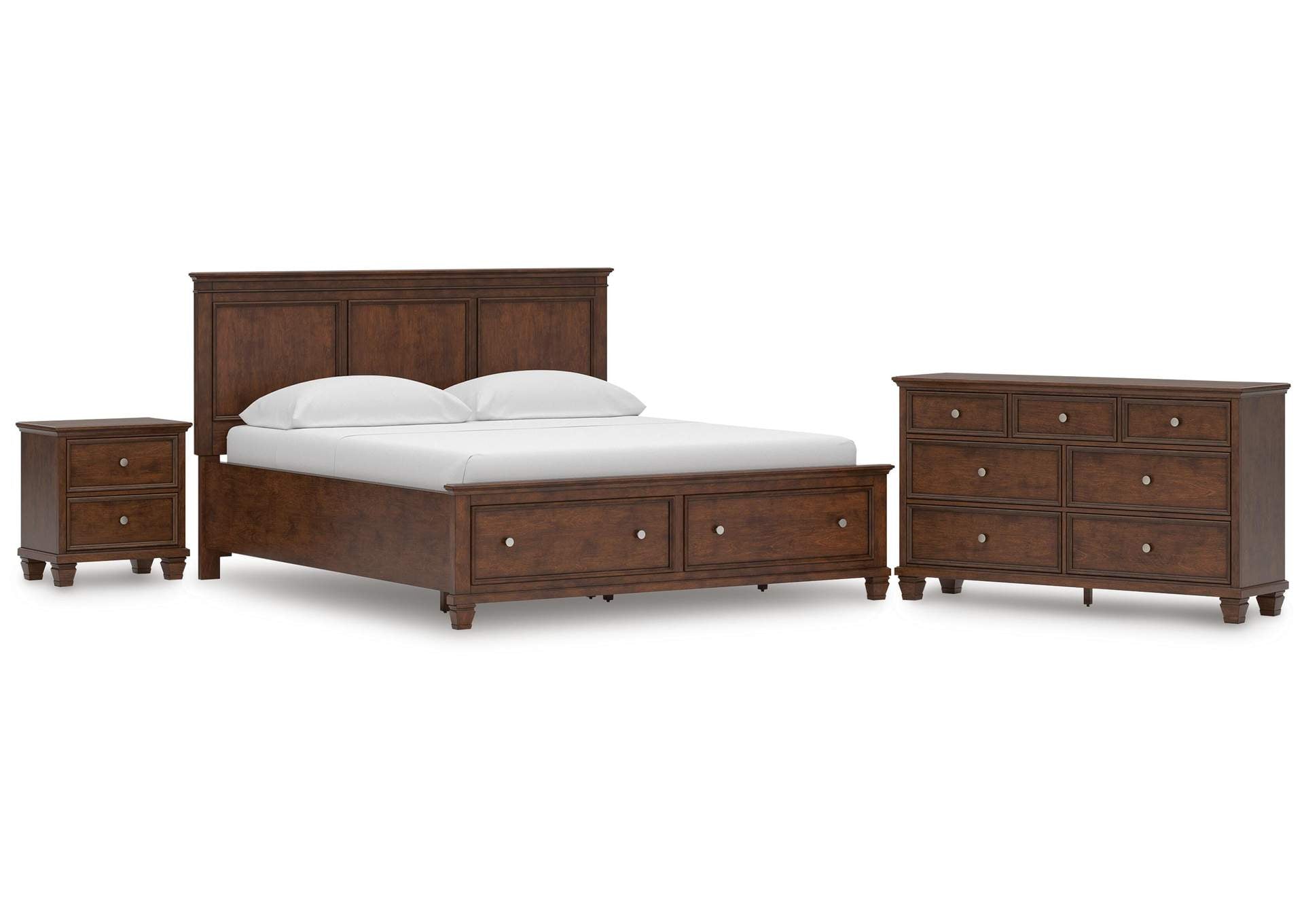 Danabrin California King Panel Storage Bed, Dresser and Nightstand