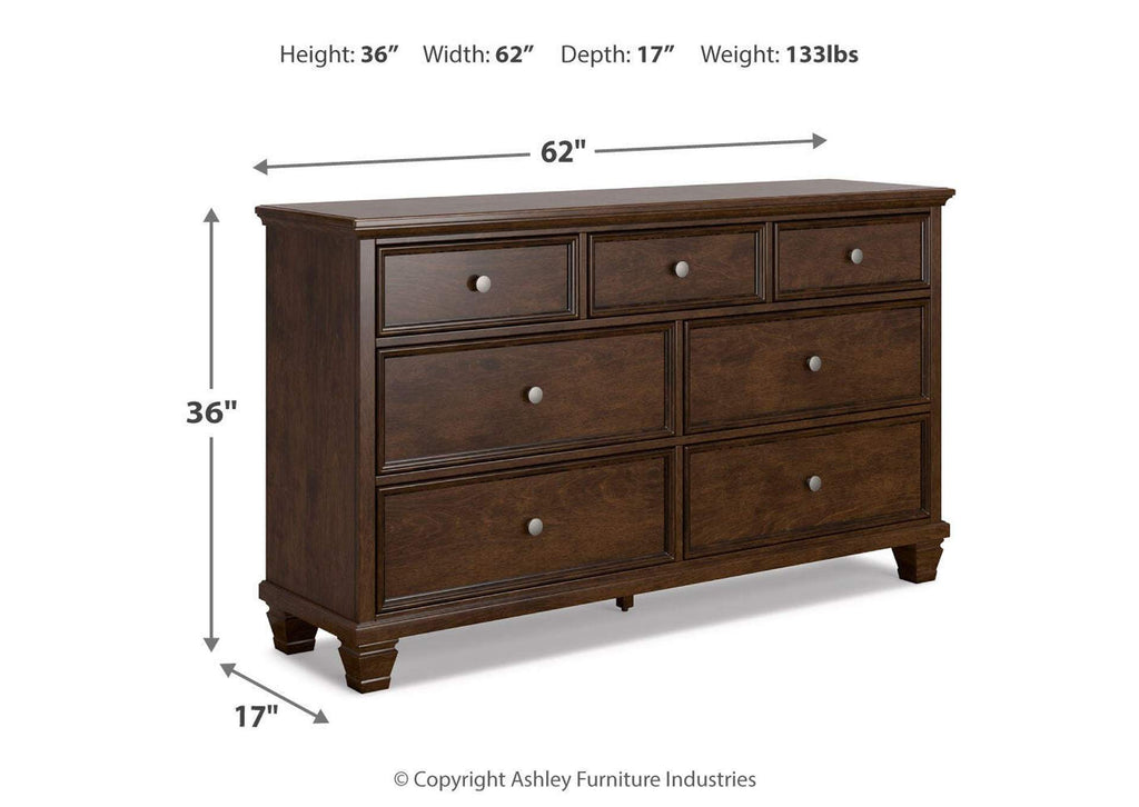 Danabrin Queen Panel Storage Bed and Dresser dimensions