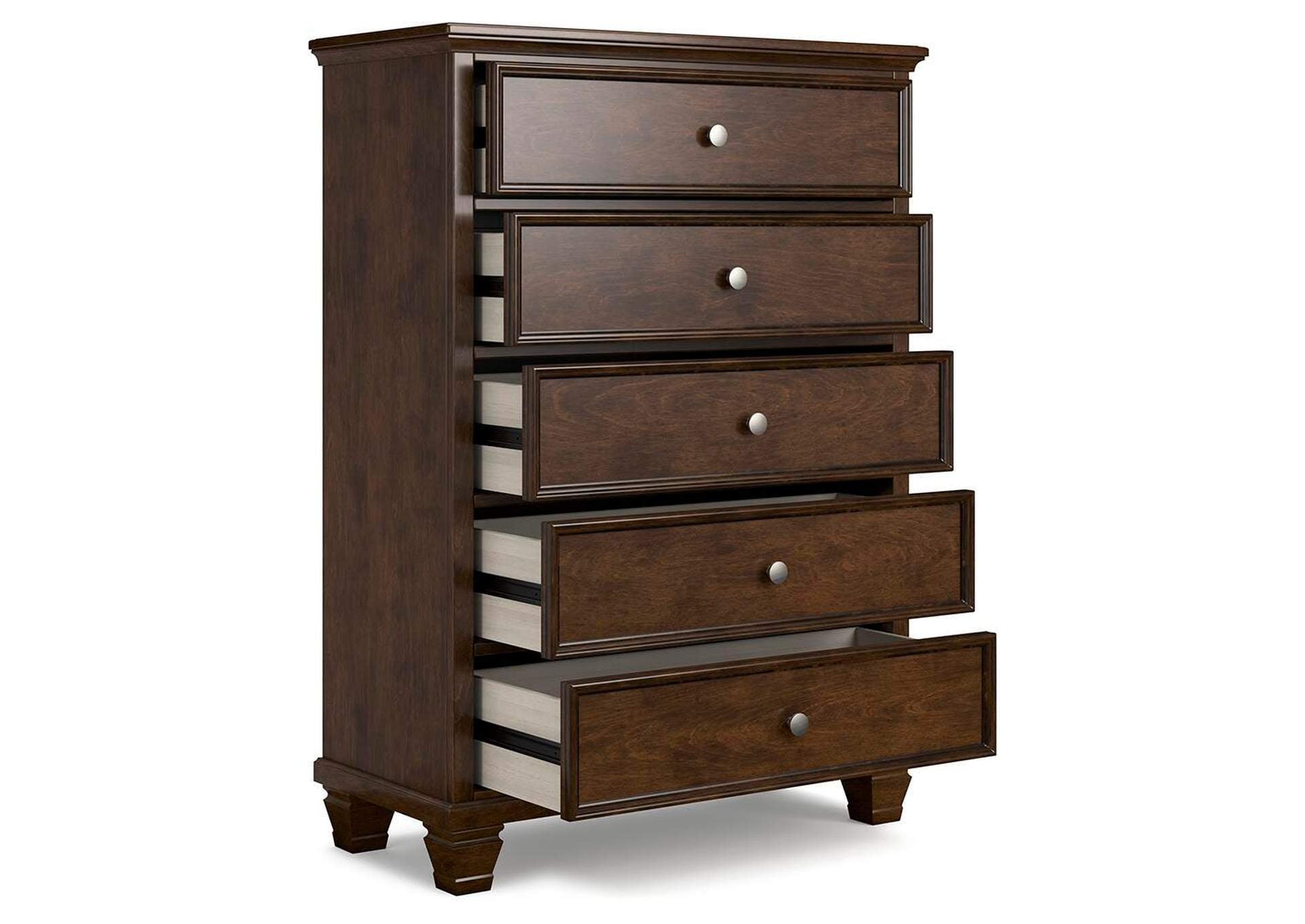 Danabrin Twin Panel Bed with Mirrored Dresser and Chest angled view