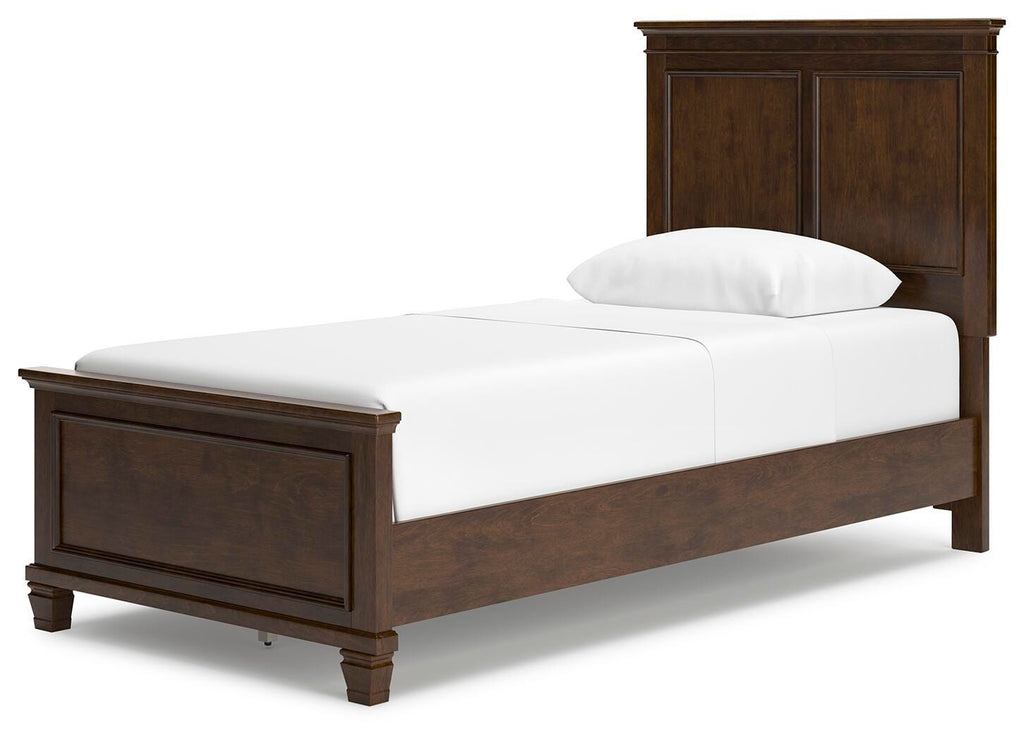 Danabrin Twin Panel Bed in Brown, angle view