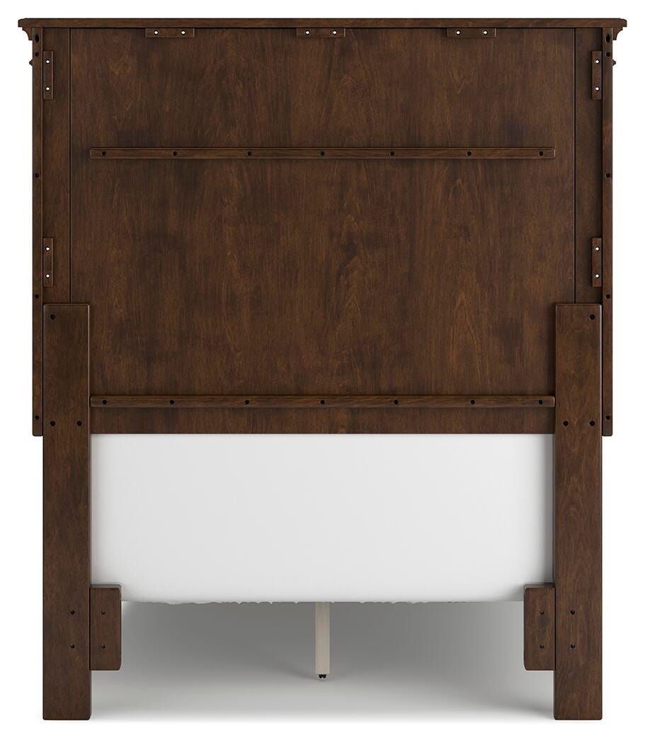 Danabrin Twin Panel Bed in Brown, back view