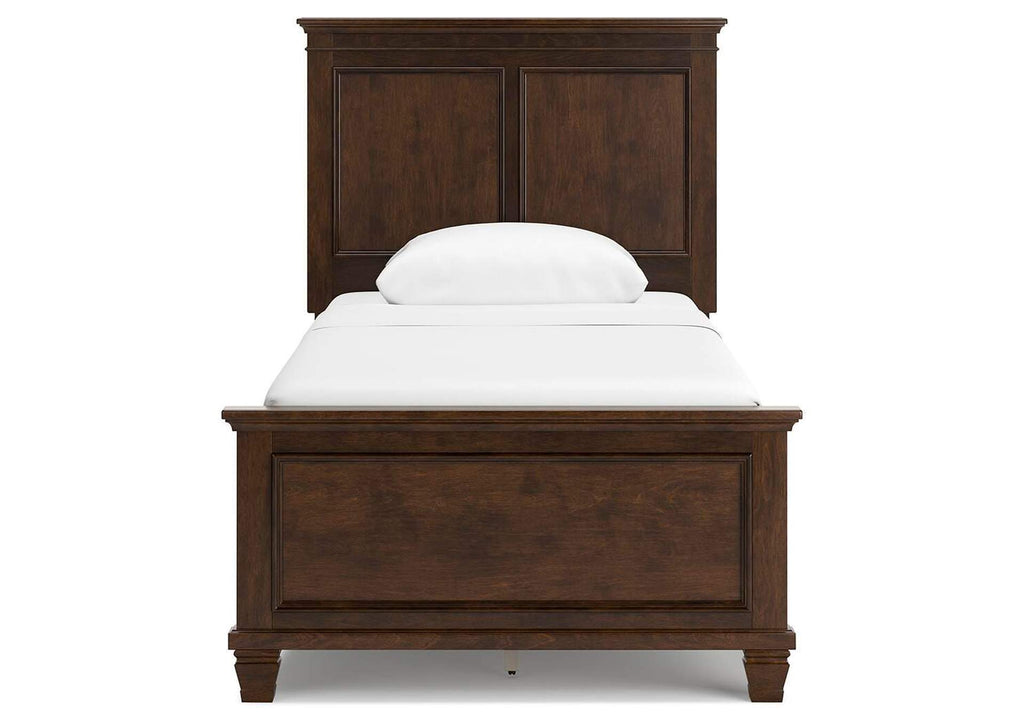 Danabrin Twin Panel Bed with Mirrored Dresser, Chest and 2 Nightstands front view