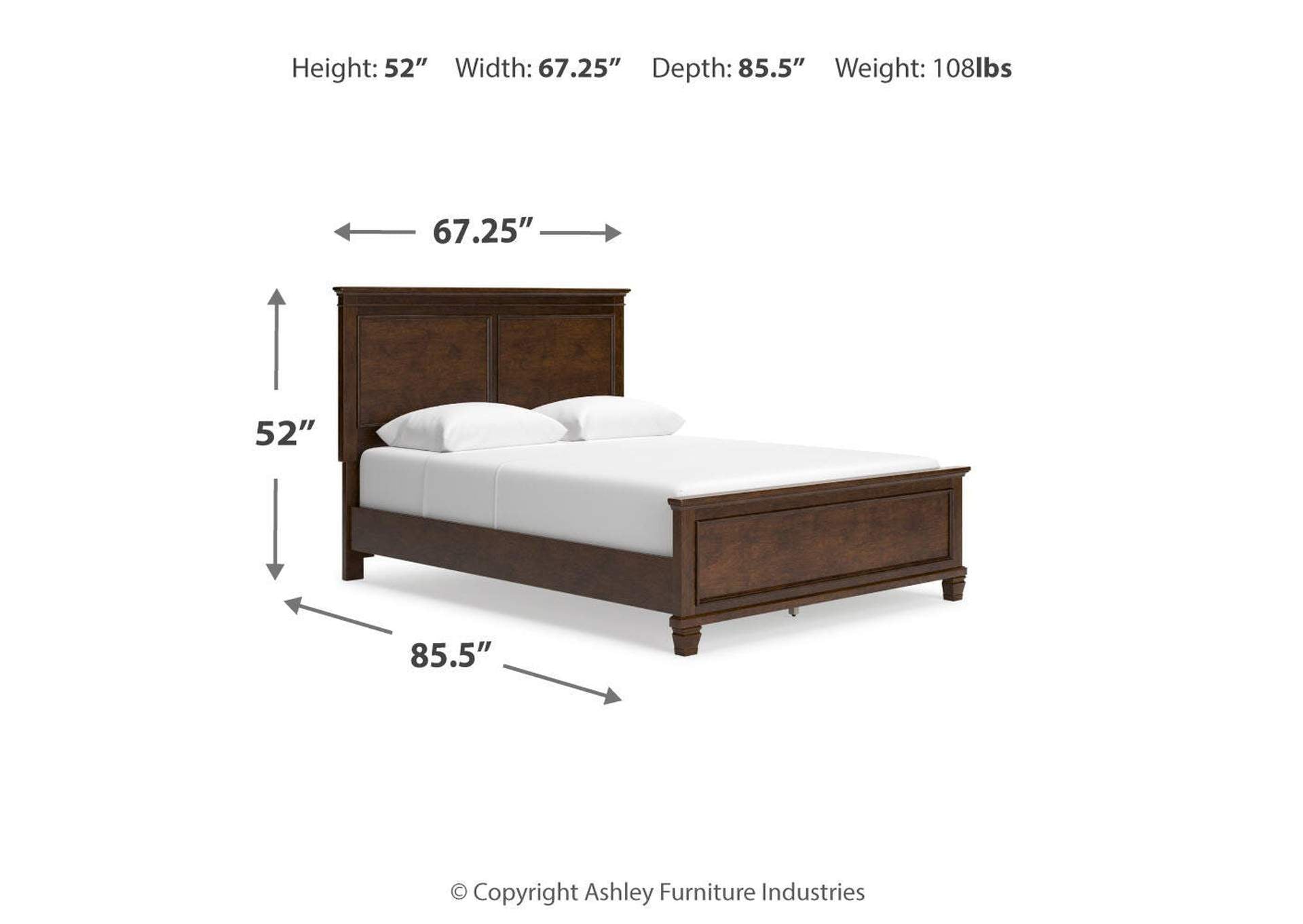 Danabrin Queen Panel Bed with Mirrored Dresser, Chest and 2 Nightstands dimensions