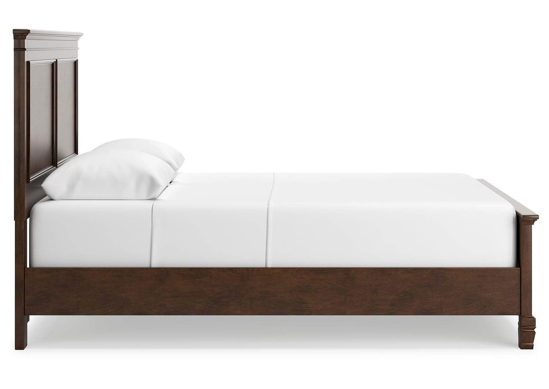 Danabrin Queen Panel Bed with Mirrored Dresser and Chest side view