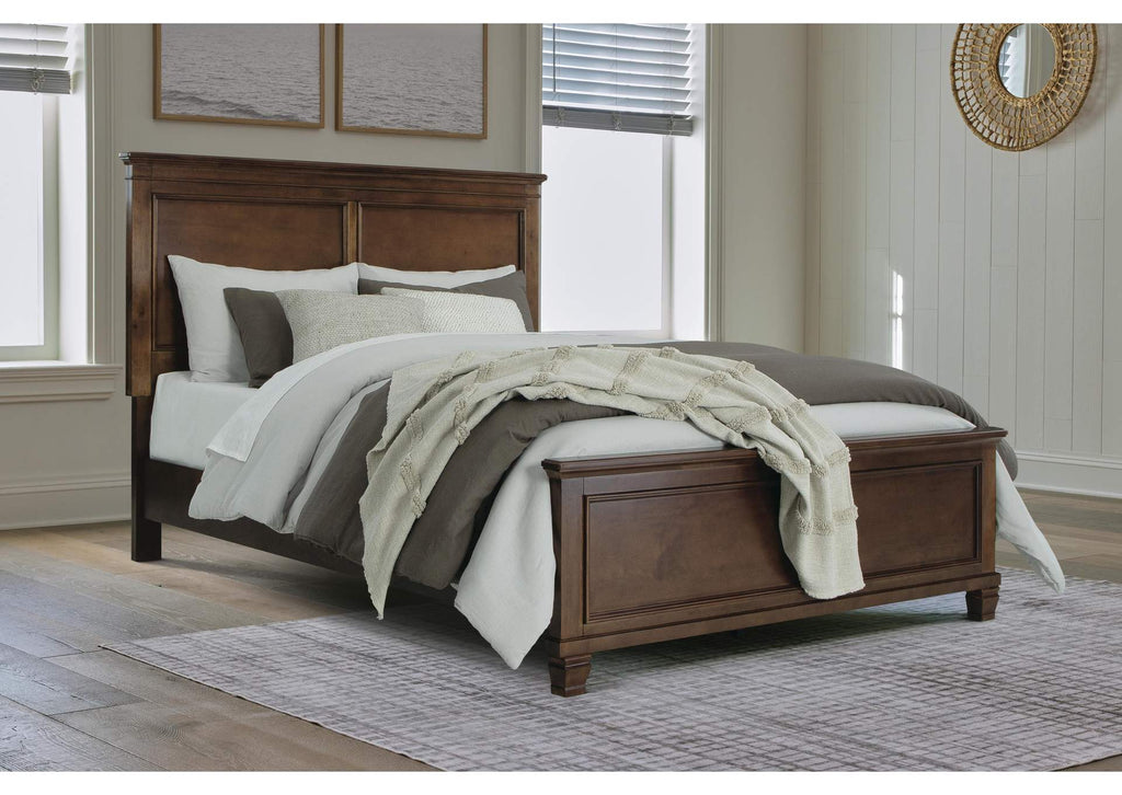 Danabrin Queen Panel Bed with Mirrored Dresser and Chest