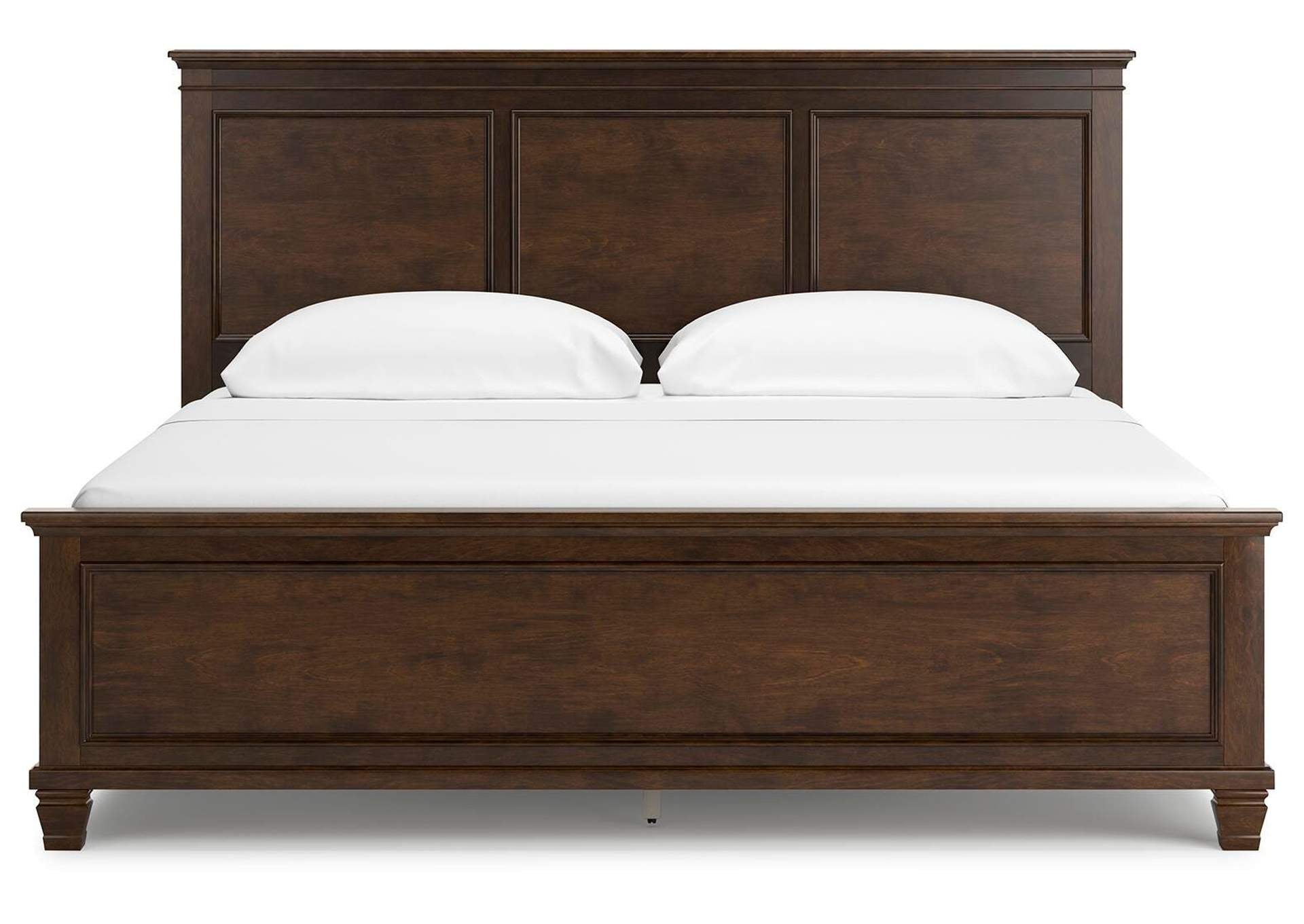 Danabrin California King Panel Bed with Mirrored Dresser, Chest and 2 Nightstands front view