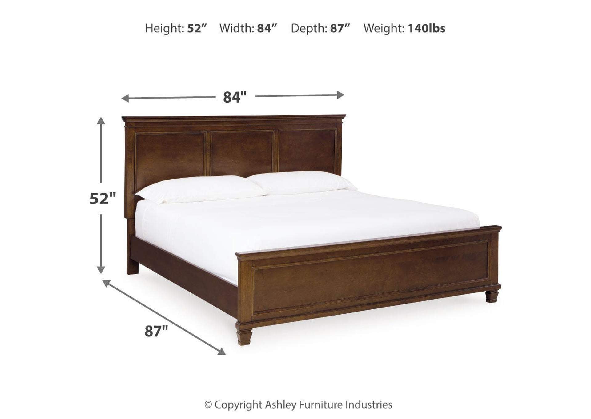 Danabrin King Panel Bed with Mirrored Dresser, Chest and Nightstand dimensions